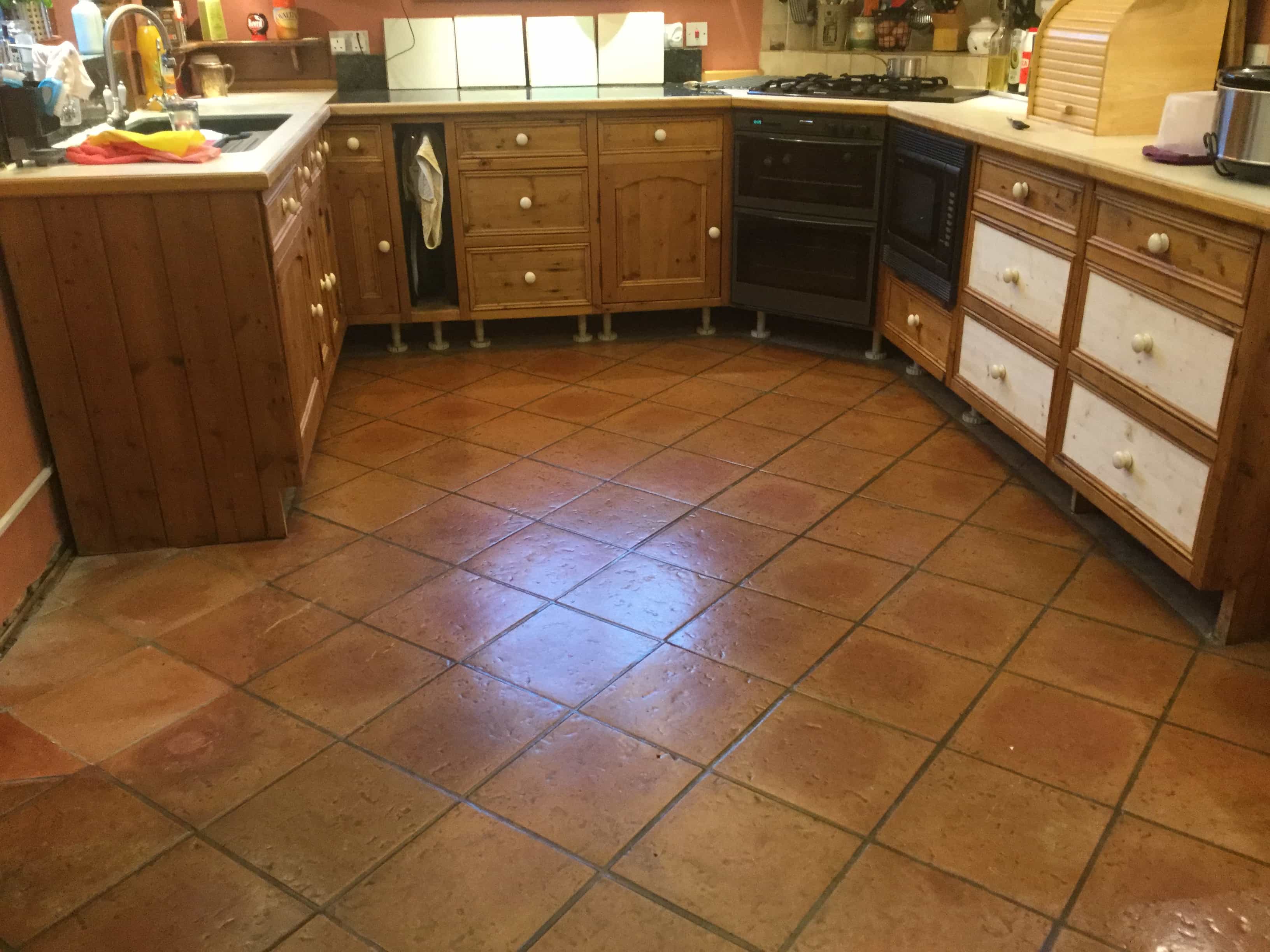 Terracotta Tiled Kitchen  Floor  Renovated at a Maidford 